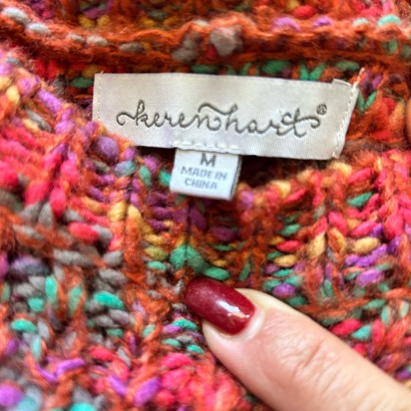 Keren Hart Chunky Knot Multi-colored Scoop hem sweater size medium - Picture 10 of 10